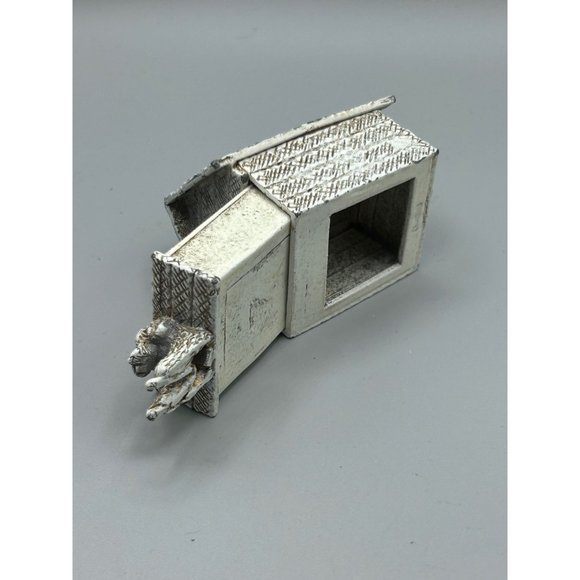 Florenza Dog House Matchbox Holder White Enameled Poodle Dog Vintage Collectible - Picture 7 of 12